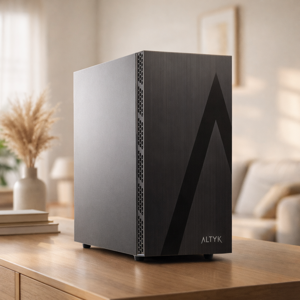 PC fixe Altyk pour la maison avec format tour facile à installer sur ou sous un bureau